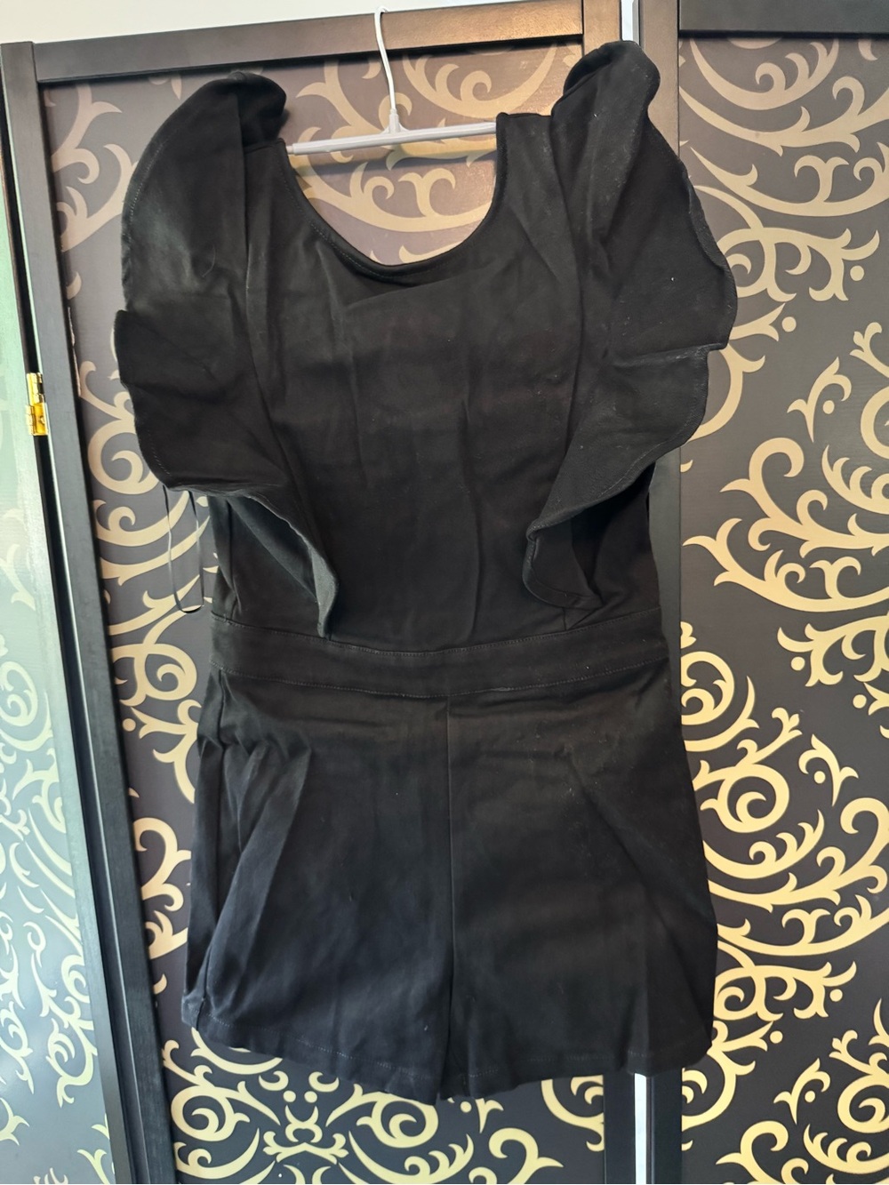 Fashion Nova Black Ruffle Sleeve One-Piece Mini Romper